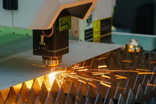 Industrial laser cutter at work