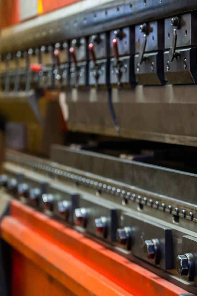 Close-up of industrial machinery control panel.